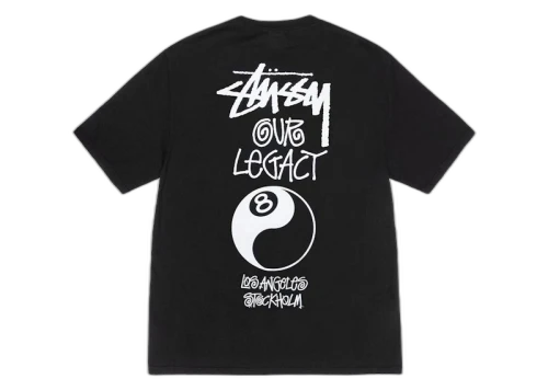 Stussy x Our Legacy Work Shop 8 Ball Yin Yang Pigment Dyed Tee Black