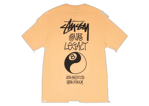 Stussy x Our Legacy Work Shop 8 Ball Yin Yang Pigment Dyed Tee Peach