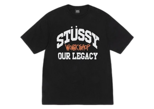 Stussy x Our Legacy Work Shop Collegiate Pigment Dyed Tee Black