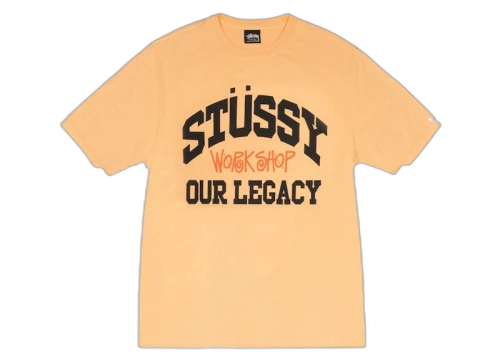 Stussy x Our Legacy Work Shop Collegiate Pigment Dyed Tee Peach