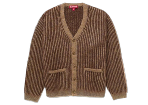 Supreme 2-Tone Mohair Cardigan Light Brown