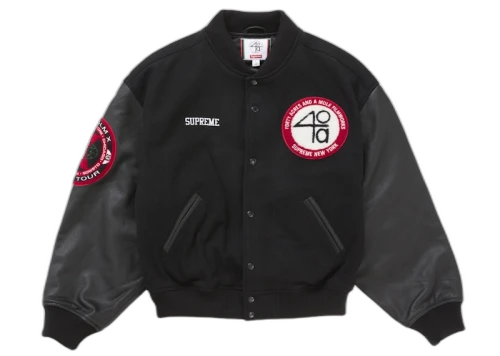 Supreme 40 Acres Malcolm X Varsity Jacket Black