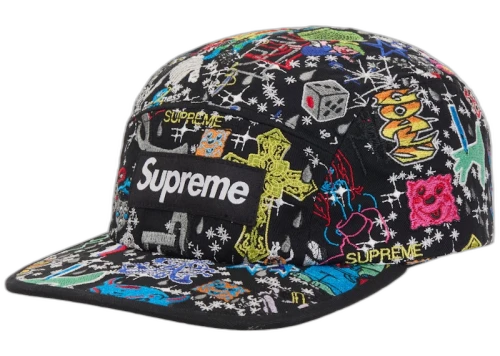 Supreme AOI Embroidered Camp Cap Black
