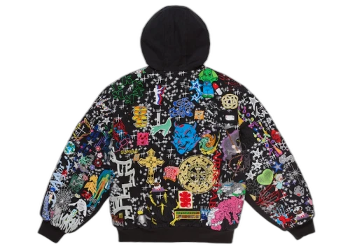 Supreme AOI Embroidered Hooded Work Jacket Black
