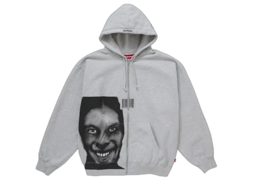 Supreme Aphex Twin Zip Up Hooded Sweatshirt Heather Grey