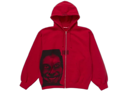 Supreme Aphex Twin Zip Up Hooded Sweatshirt Red