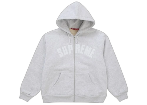 Supreme Arc Thermal Lined Zip Up Hooded Sweatshirt Ash Grey