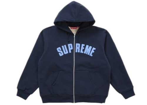 Supreme Arc Thermal Lined Zip Up Hooded Sweatshirt Navy