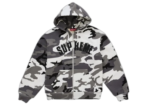 Supreme Arc Thermal Lined Zip Up Hooded Sweatshirt Snow Camo