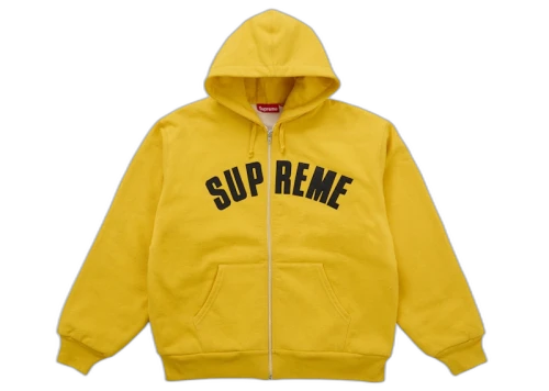 Supreme Arc Thermal Lined Zip Up Hooded Sweatshirt Yellow