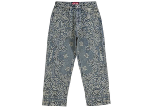 Supreme Bandana Jacquard Baggy Jean Blue