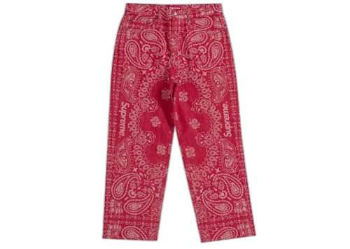 Supreme Bandana Jacquard Baggy Jean Red