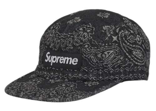 Supreme Bandana Jacquard Denim Camp Cap Black