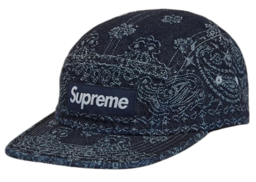 Supreme Bandana Jacquard Denim Camp Cap Indigo