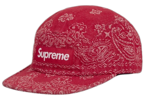 Supreme Bandana Jacquard Denim Camp Cap Red