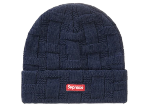 Supreme Basket Weave Beanie Navy