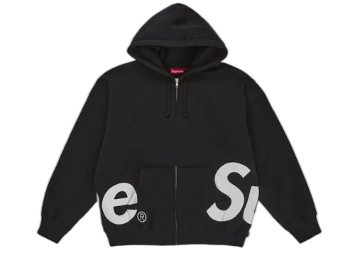 Supreme Big Logo Zip Up Hooded Sweatshirt Black