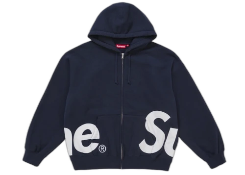 Supreme Big Logo Zip Up Hooded Sweatshirt Navy