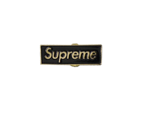 Supreme Black Box Logo Pin (Houndstooth Trench SS12) Gold