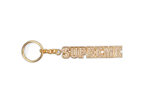 Supreme Block Logo Keychain Gold