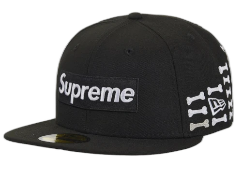 Supreme Bones Box Logo New Era 59Fifty Fitted Hat Black