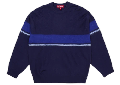 Supreme Brushed Stripe Sweater Navy