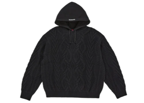 Supreme Cable Hooded Sweater Black