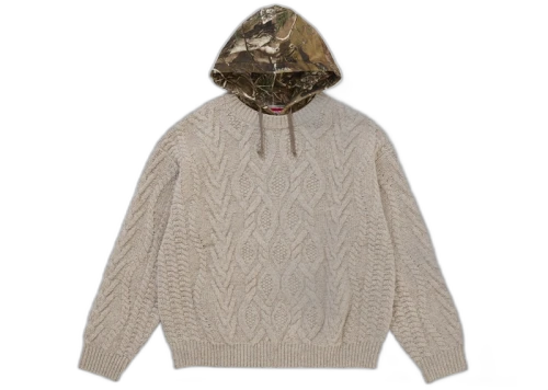 Supreme Cable Hooded Sweater Oatmeal
