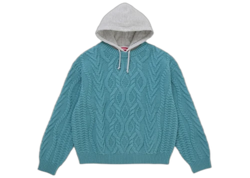 Supreme Cable Hooded Sweater Teal
