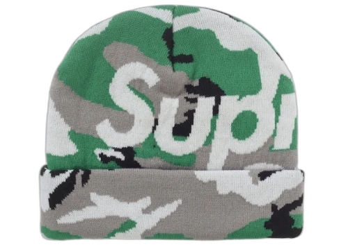 Supreme Camo Big Logo Beanie Green Camo