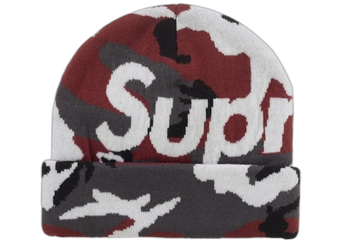 Supreme Camo Big Logo Beanie Red Camo
