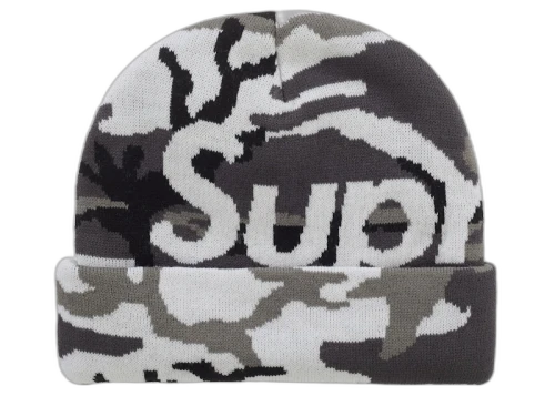 Supreme Camo Big Logo Beanie Snow Camo
