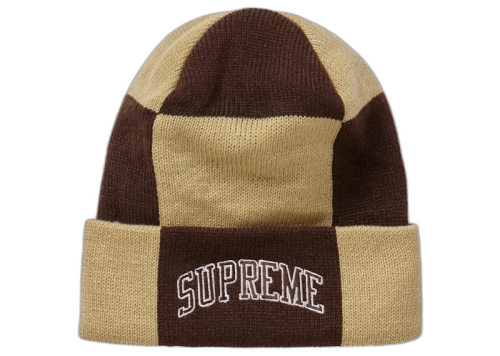 Supreme Checkerboard Beanie Tan