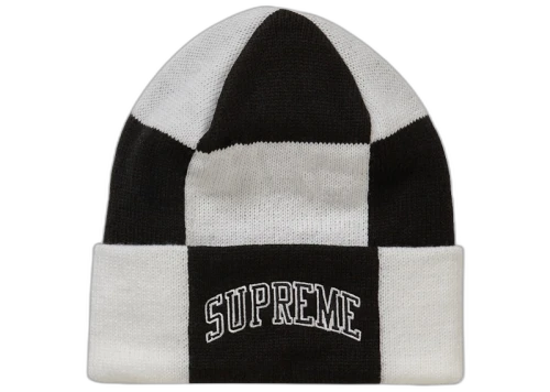 Supreme Checkerboard Beanie White