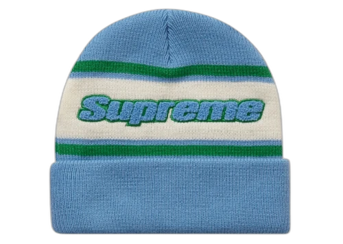 Supreme Chenille Stripe Beanie Light Blue