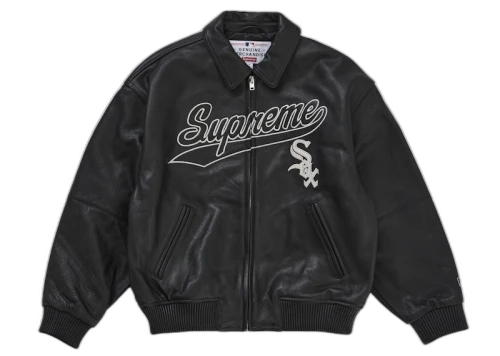 Supreme Chicago White Sox Leather Varsity Jacket Black