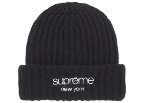 Supreme Chunky Rib Classic Logo Beanie Black