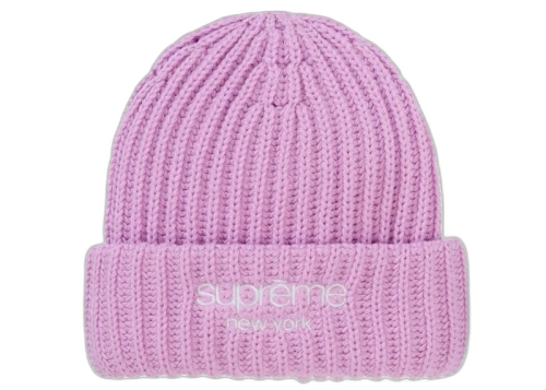 Supreme Chunky Rib Classic Logo Beanie Pink