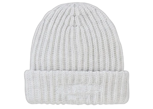 Supreme Chunky Rib Classic Logo Beanie White
