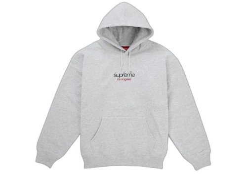 Supreme Classic Logo Los Angeles Shop Hooded Sweatshirt Heather Grey