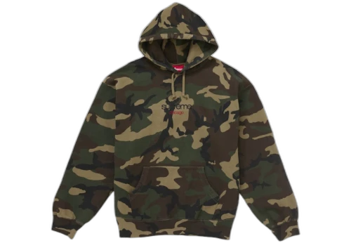 Supreme Classic Logo Chicago Shop Hooded Sweatshirt Woodland Camo