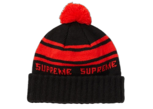 Supreme Classic Stripe Beanie Black