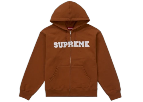 Supreme Collegiate Applique Zip Up Hooded Sweatshirt Rust