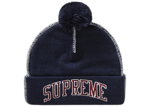 Supreme Contrast Stitch Beanie Navy
