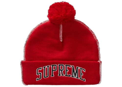 Supreme Contrast Stitch Beanie Red