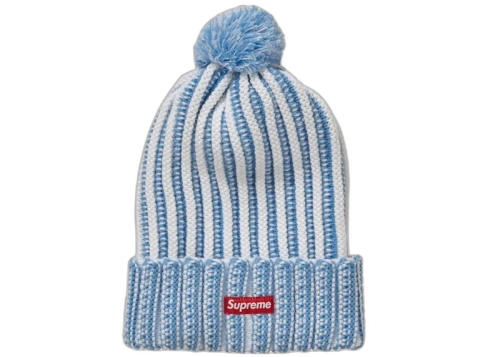 Supreme Contrast Stripe Beanie White