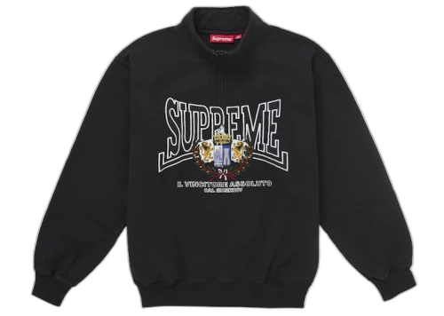Supreme Crest Applique Half Zip Pullover Black