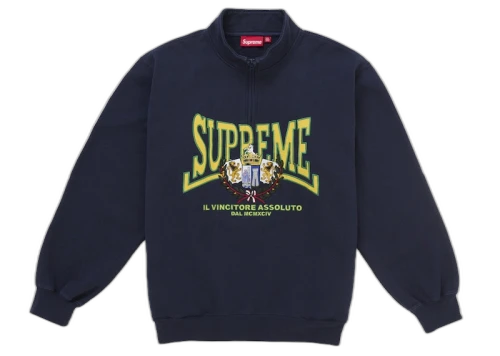 Supreme Crest Applique Half Zip Pullover Navy