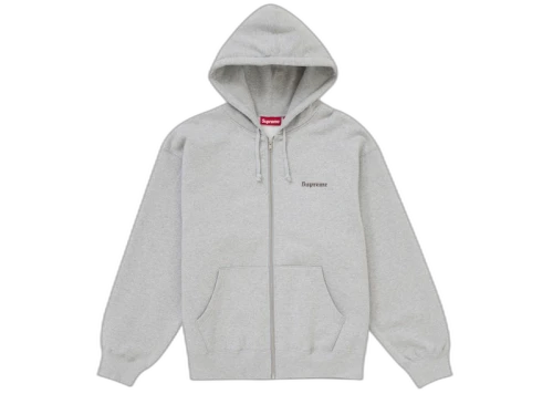Supreme Crest Zip Up Hooded Sweatshirt Heather Grey
