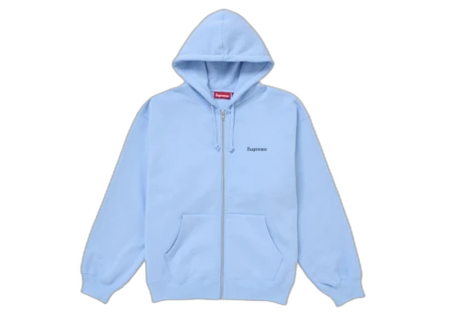 Supreme Crest Zip Up Hooded Sweatshirt Light Blue